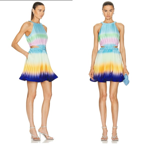 Jonathan SIMKHAI Braelynn Ombre‎ Plisse Cut Out Mini Dress NWT - Picture 2 of 8